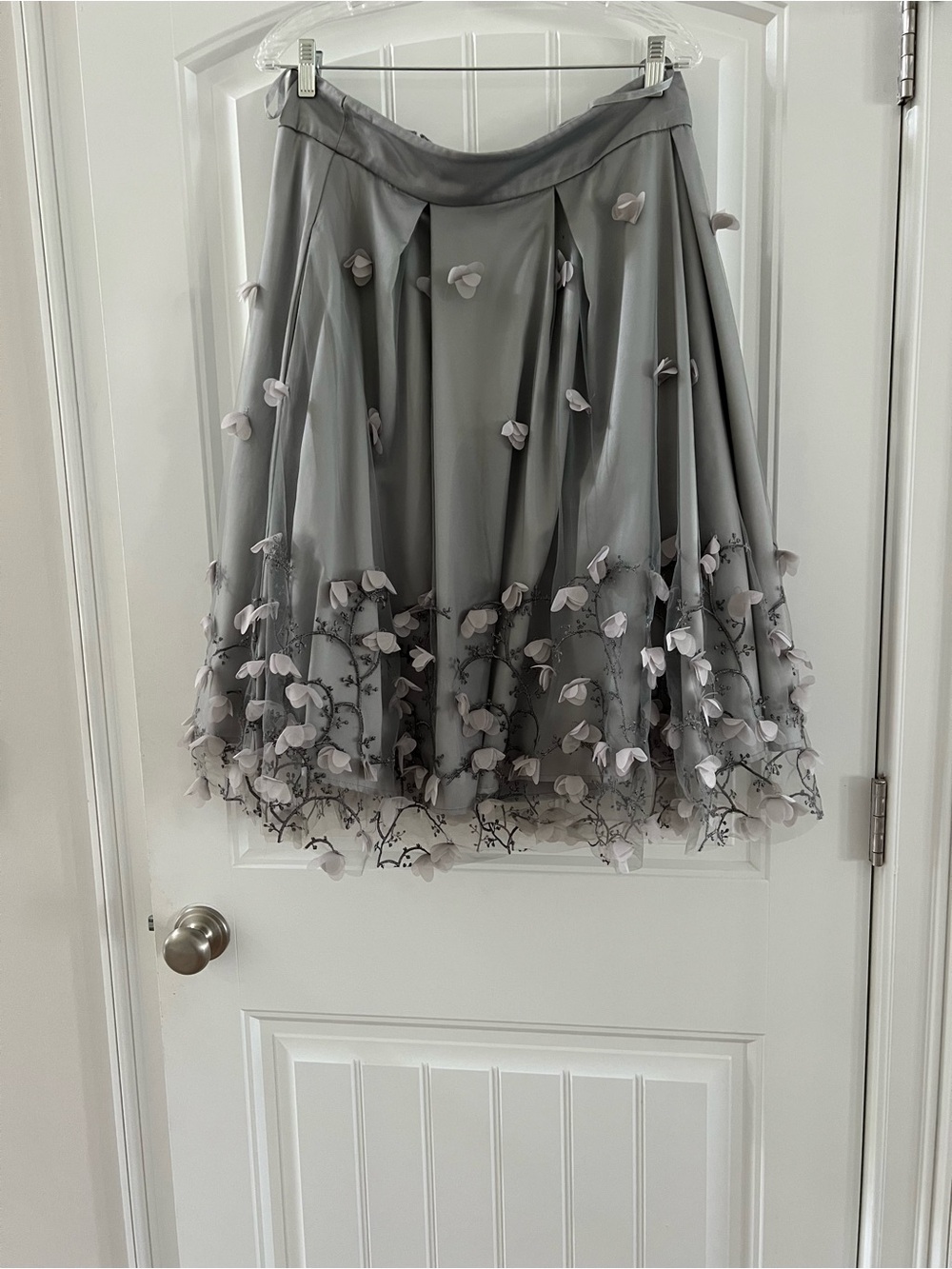 Eliza J Grey Floral 3D Appliqué Circle Skirt